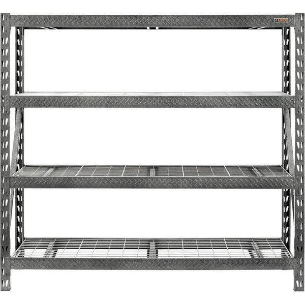 Gladiator Rack Shelf, 8000 lb Capacity, 4Shelf, 77 in OAW, 24 in OAD, 72 in OAH, Hammered Granite GARS774XEG